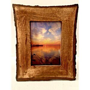 Design Guild 5 x 7 Wood Photo Frame 4-Side Live Edge Portrait Lodge Cabin Rustic